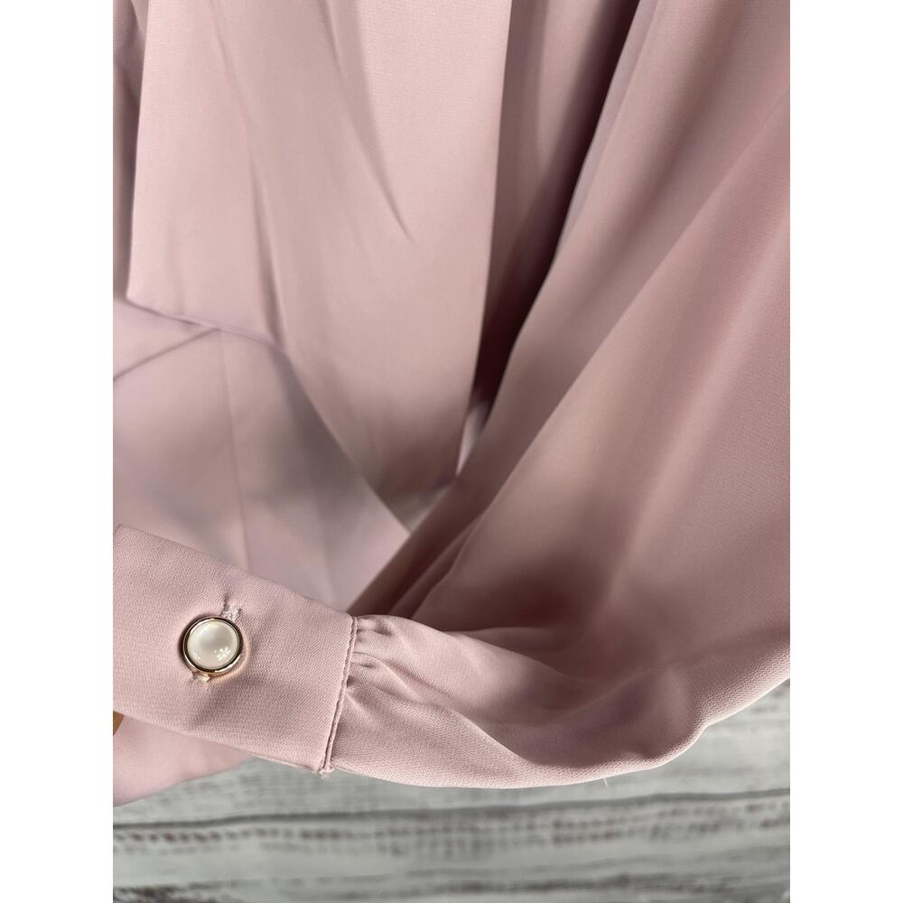 Adrianna Papell Blouse Women's SZ S Lavender Long Sleeve Pearl Button Dressy Top - Picture 6 of 8
